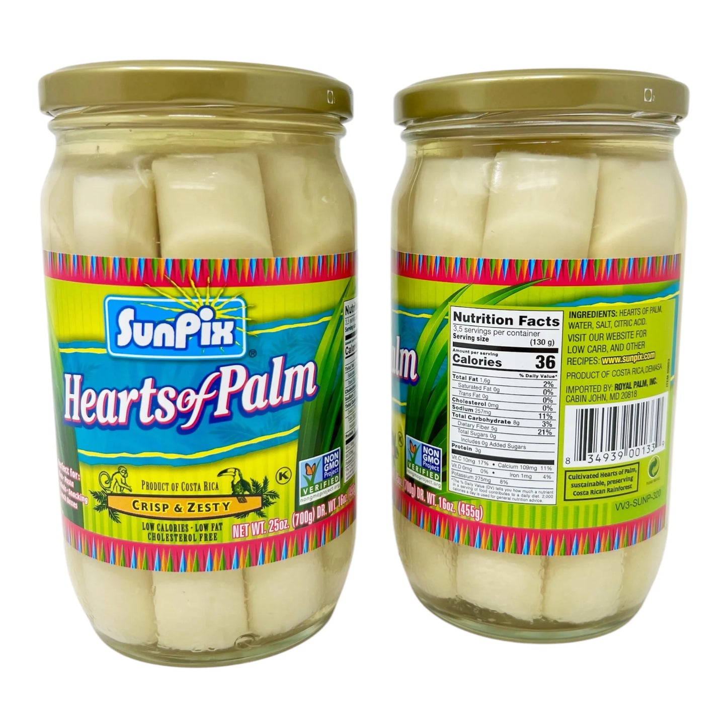 SunPix Hearts of Palm 25oz - Crisp & Zesty, Product of Costa Rica (2-Pack)
