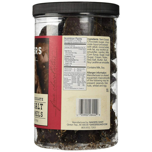 Sanders Dark Chocolate Sea Salt Caramels – Handcrafted, Kettle-Cooked Caramel Covered in Rich Dark Chocolate (36 oz)