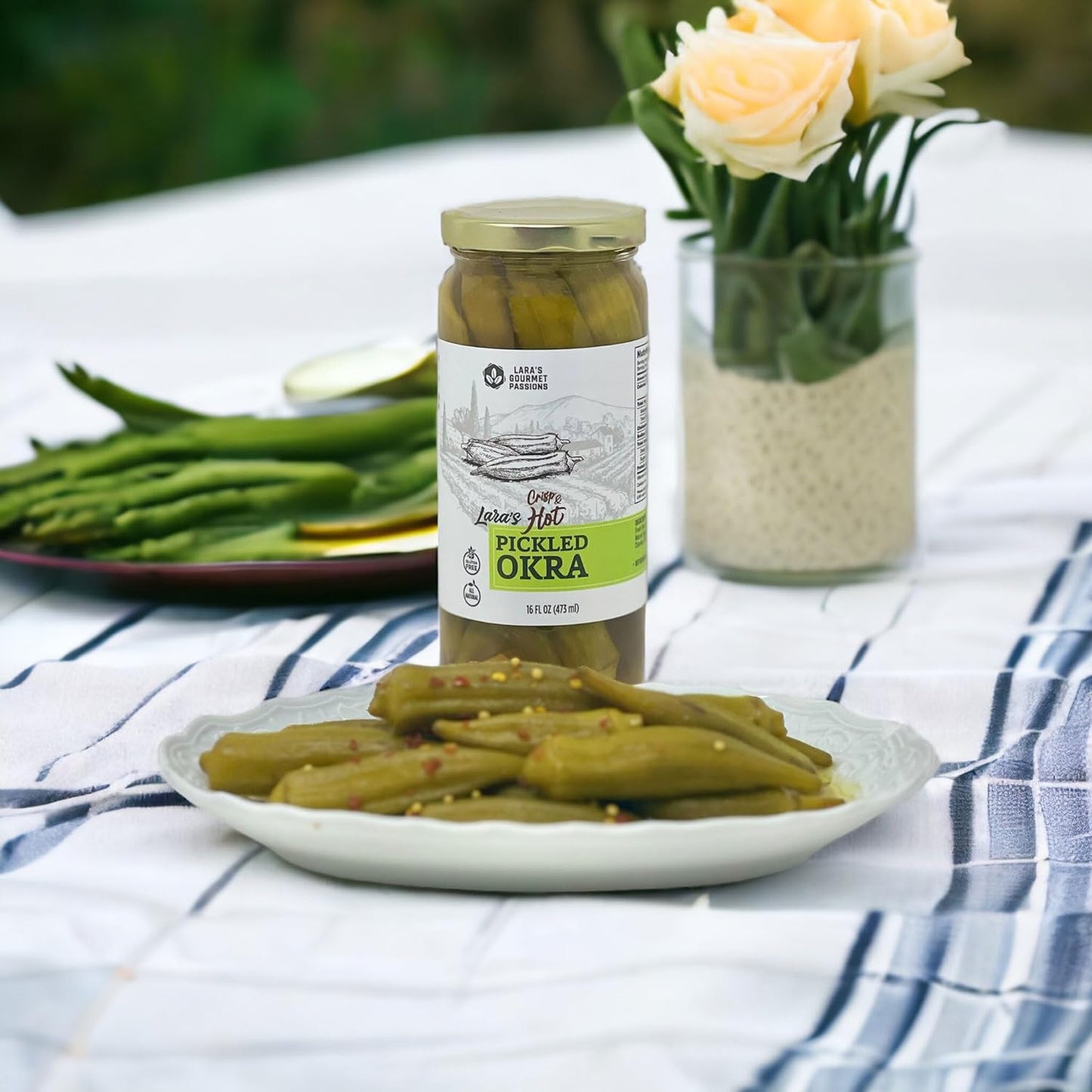 Lara's Crisp and Hot Pickled Okra – 16 fl oz