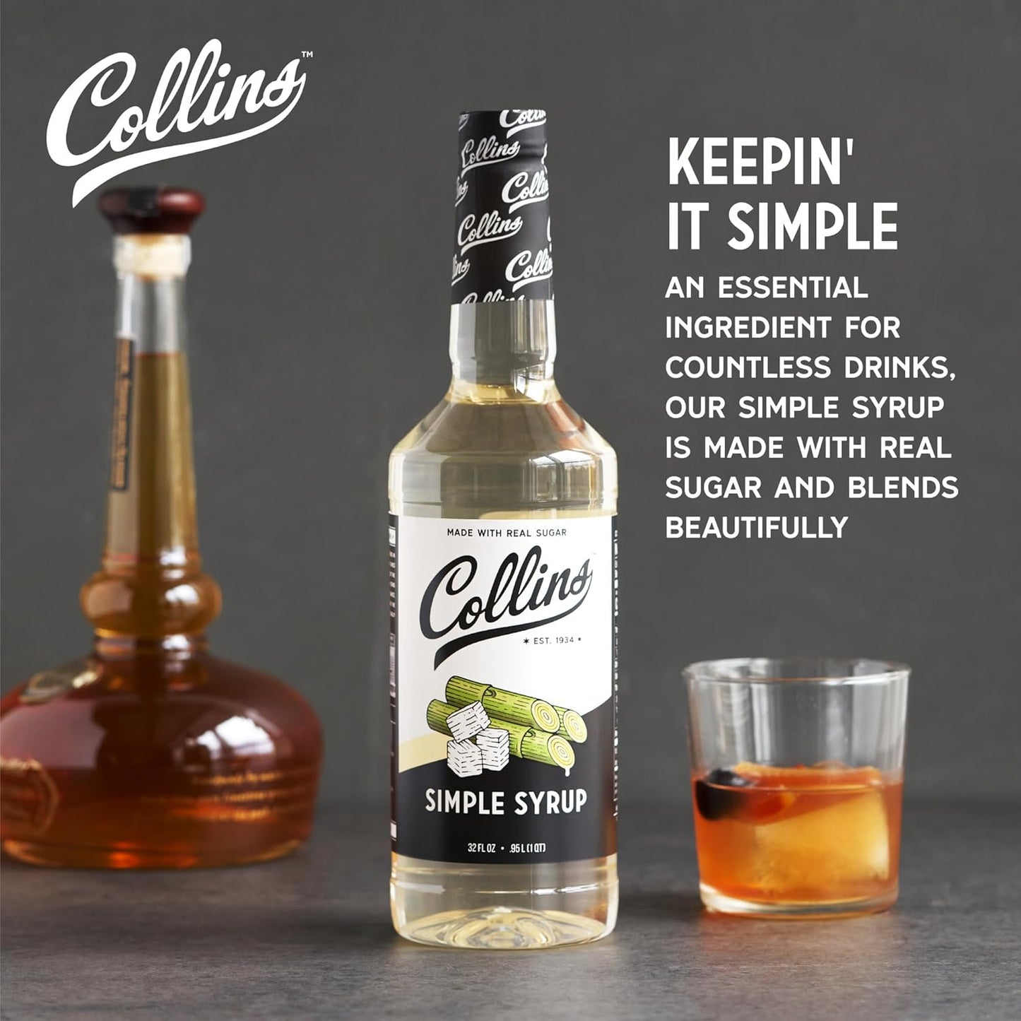 Collins Simple Syrup for Cocktails - 32 fl oz