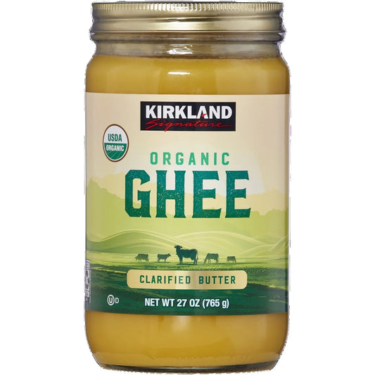 Kirkland Signature Organic Ghee Clarified Butter – USDA Organic, Lactose-Free, Gluten-Free, 27 oz Jar