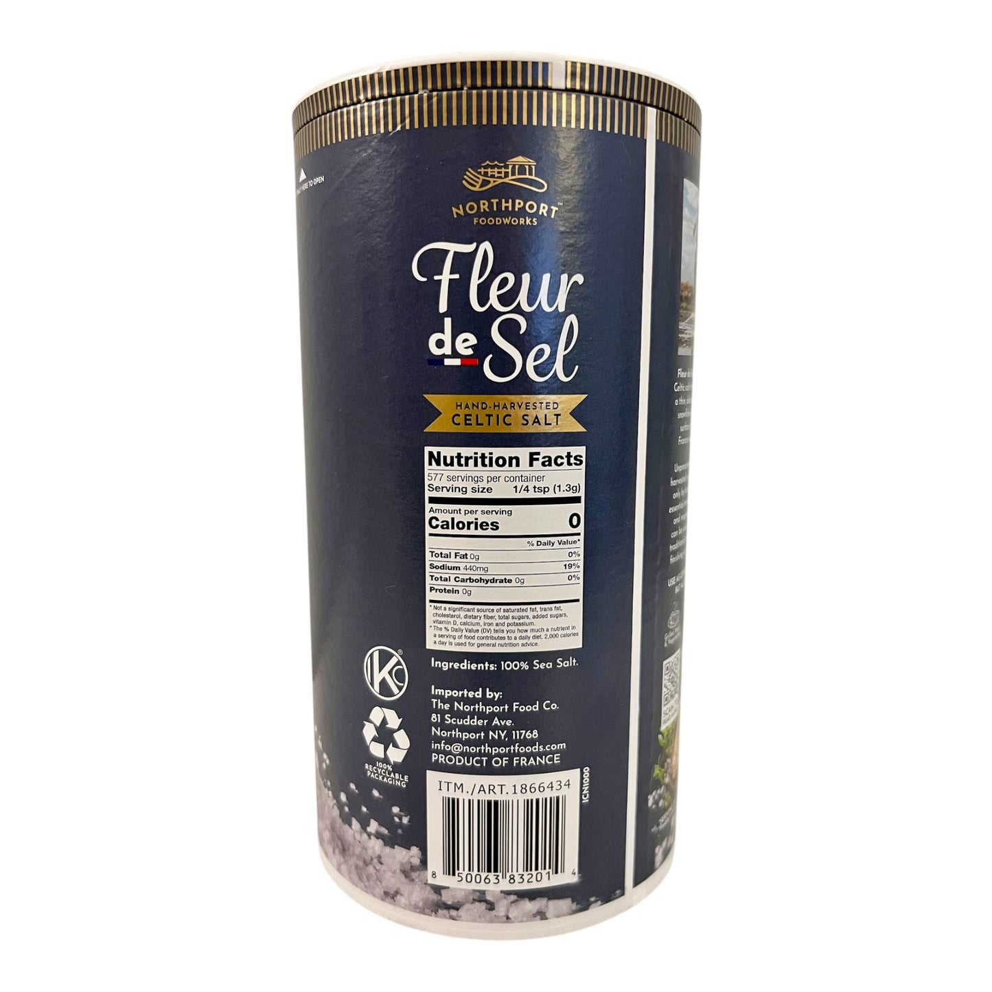 Northport Foodworks Fleur de Sel – Hand-Harvested Celtic Sea Salt, Gourmet Finishing Salt, Imported from France (26.46 oz / 750g)