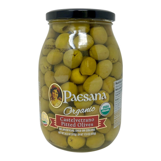 Paesana Organic Castelvetrano Pitted Olives, 34.2oz Glass Jar