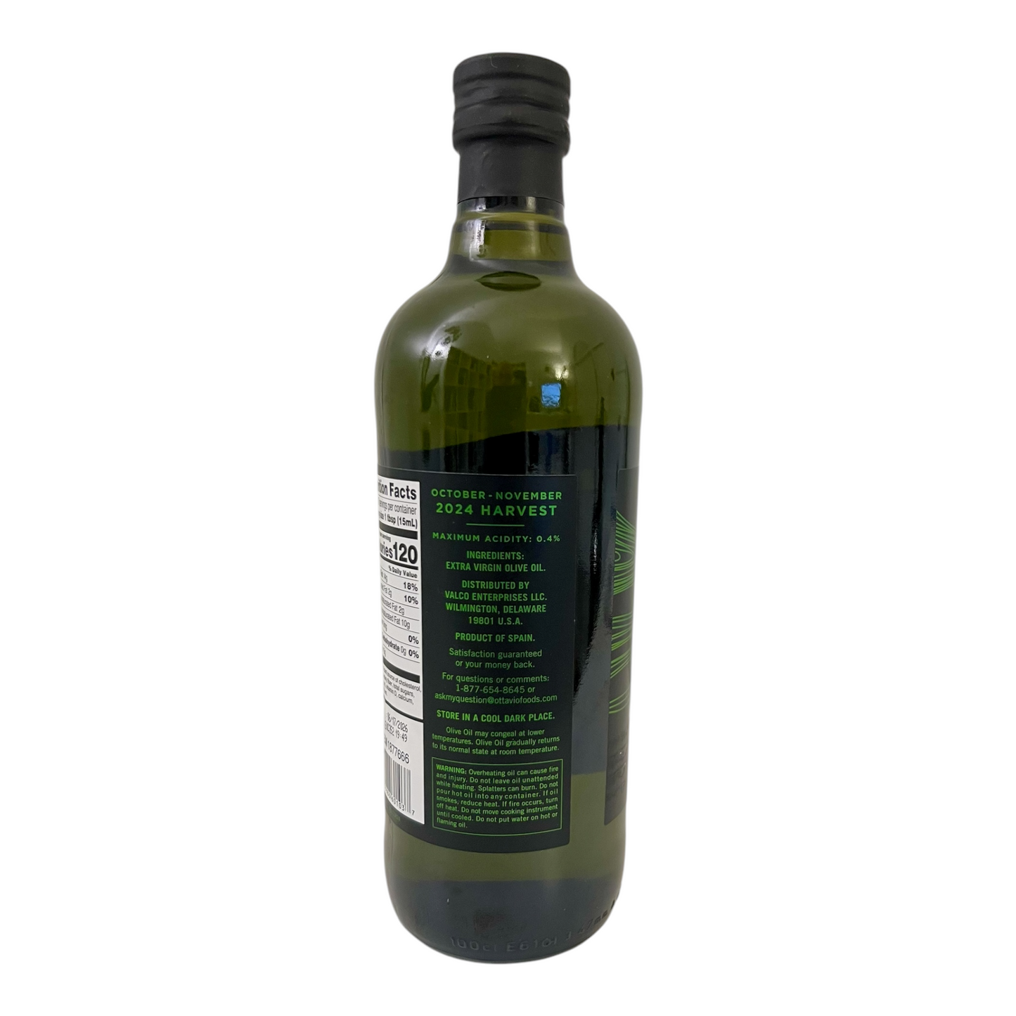 Ottavio Early Harvest Extra Virgin Olive Oil, Cold Pressed, 34 fl oz (1L), Product of Spain