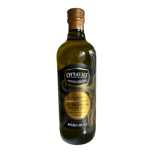 Ottavio Unfiltered Extra Virgin Olive Oil – Cold Pressed, Single Sourced from Spain, Glass Bottle – Premium & Rich in Antioxidants
