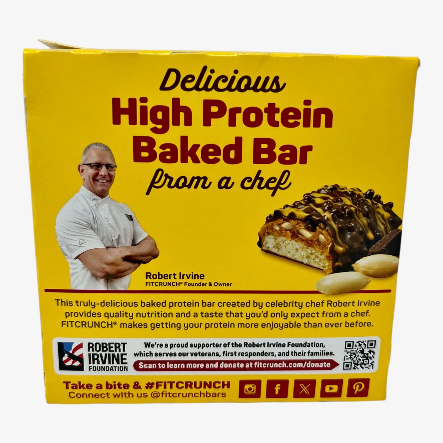 Robert Irvine's FITCRUNCH Chocolate Peanut Butter Protein Bars – 18 Count (1.62 oz each) | 16g Protein, Gluten-Free, Low Sugar