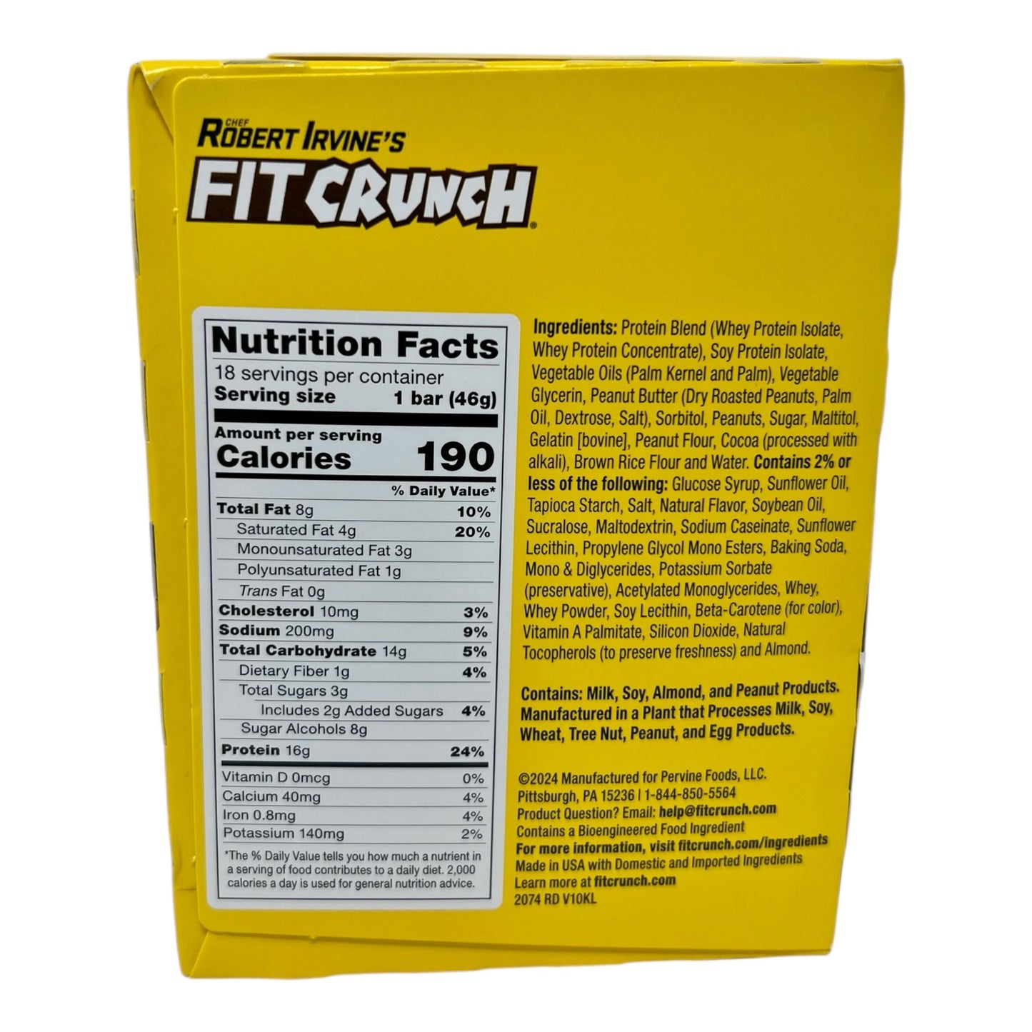 Robert Irvine's FITCRUNCH Chocolate Peanut Butter Protein Bars – 18 Count (1.62 oz each) | 16g Protein, Gluten-Free, Low Sugar
