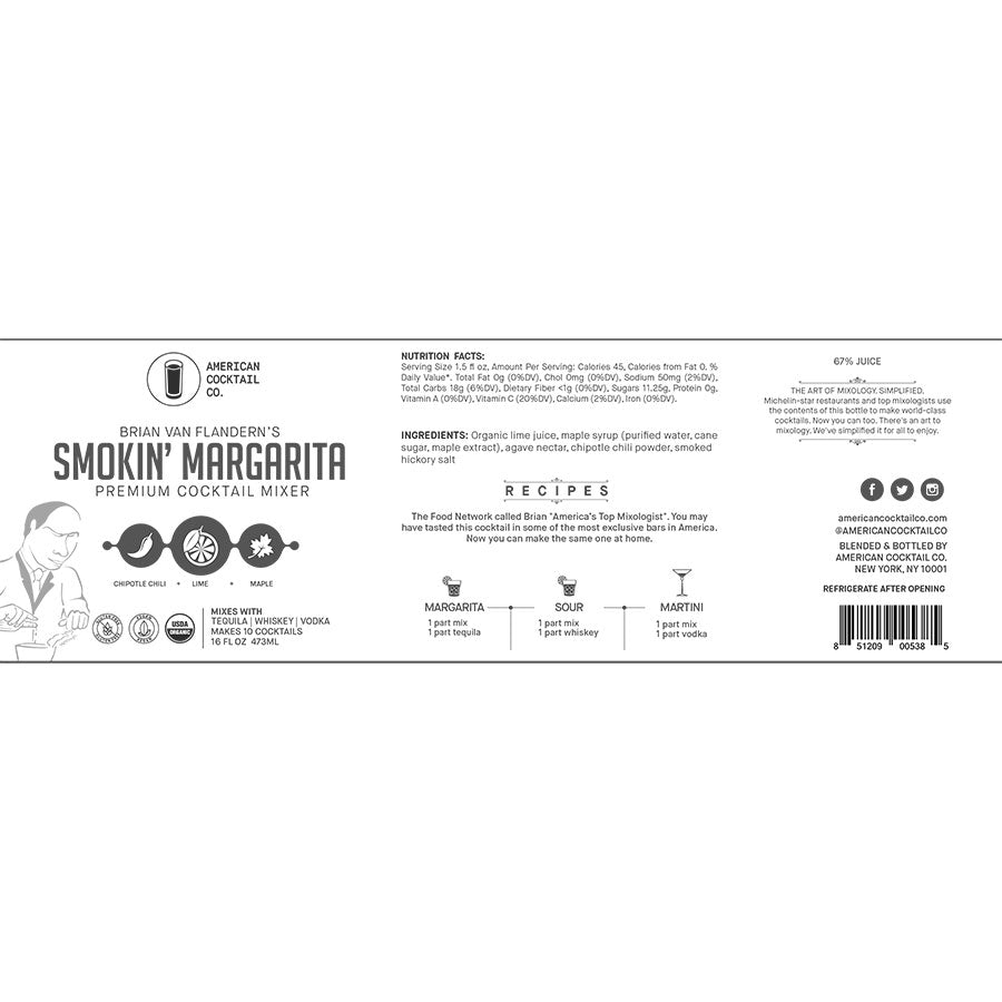 Brian Van Flandern's Smokin' Margarita Premium Cocktail Mixer 16 oz