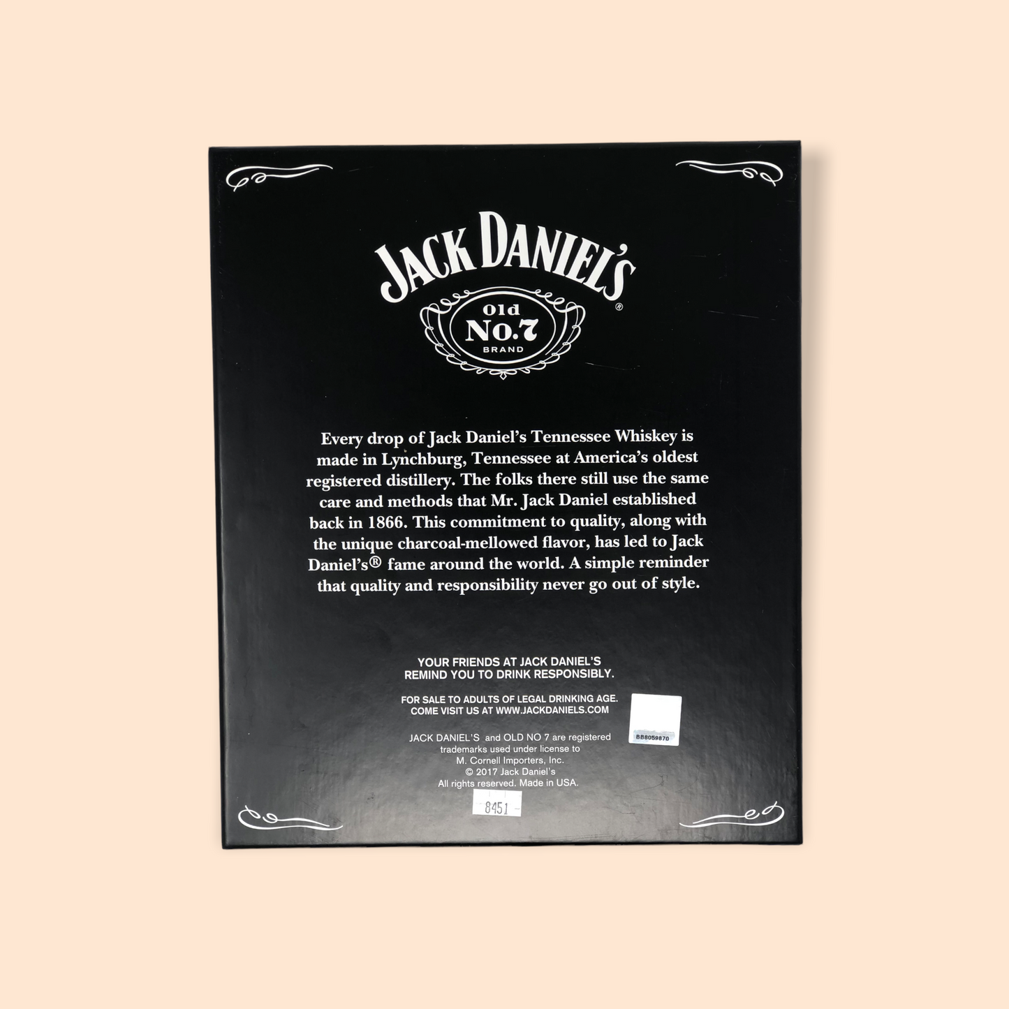 Jack Daniels Decanter & 2 DOF Glass Set with Gift Box - Black Label Logo - Officially Licensed