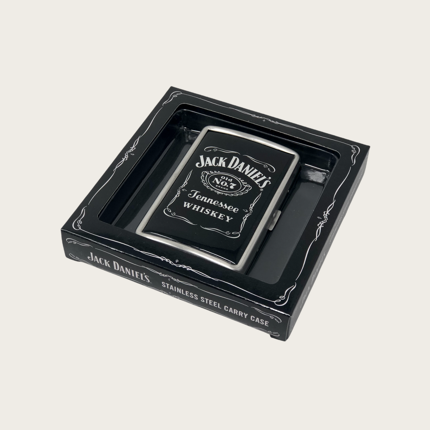 Jack Daniel's Label Logo Carry Case - Stainless Steel - Licensed Product