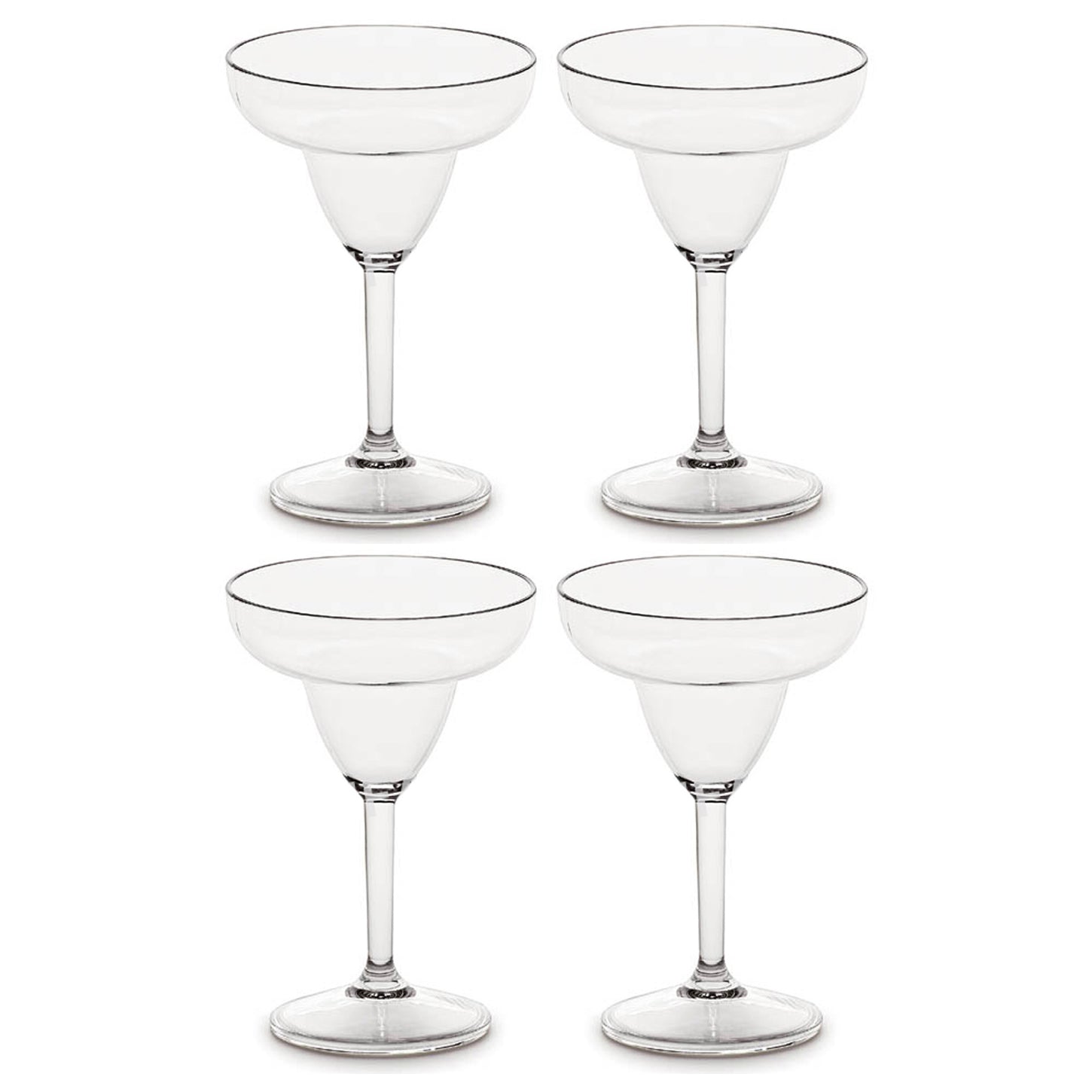 Lara's Classic Margarita Glasses (Set of 4) - Shatterproof, BPA Free Plastic (SAN) - Reusable, Dishwasher Safe - Stemmed Margarita Glass - 11 fl oz Capacity