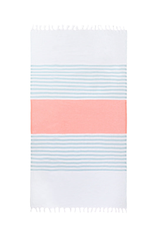 STRIPY | LIGHT BEACH TOWEL | MINT - PAPAYA