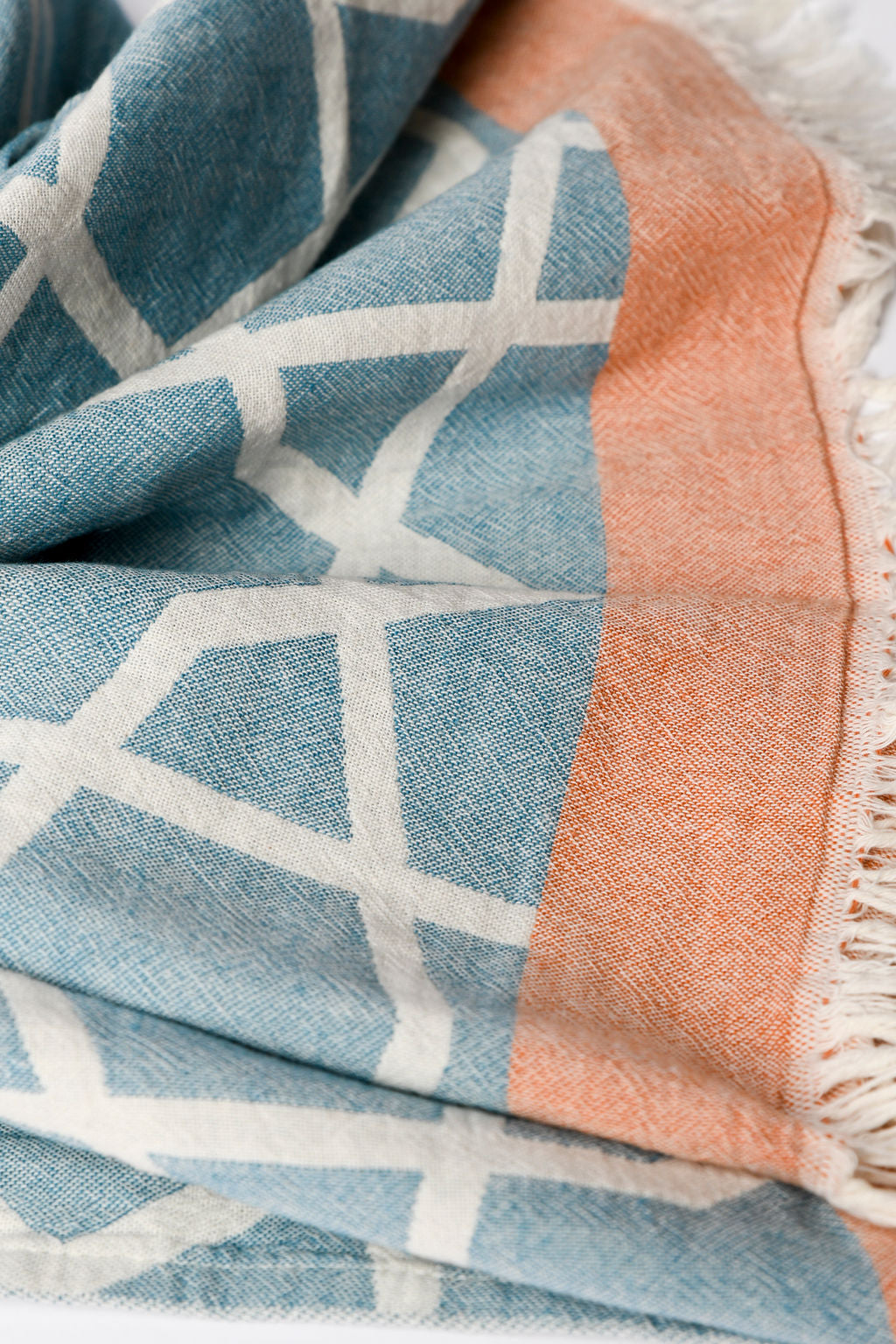 MARRAKECH | LUXURY BEACH TOWEL | APRICOT - BLUE