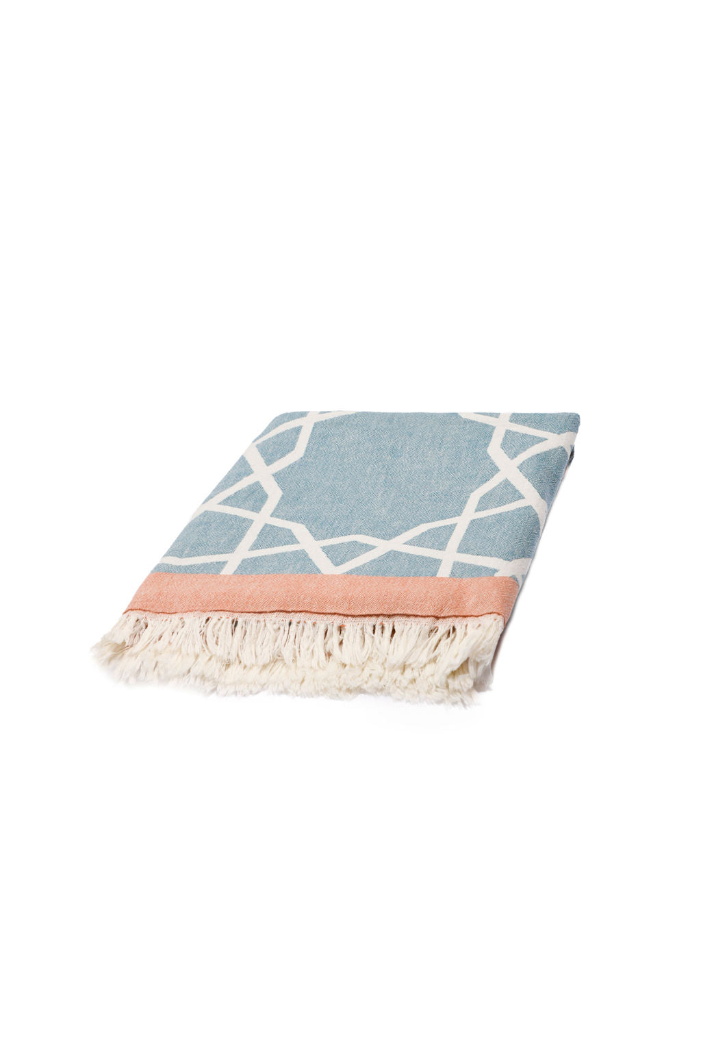 MARRAKECH | LUXURY BEACH TOWEL | APRICOT - BLUE