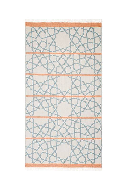 MARRAKECH | LUXURY BEACH TOWEL | APRICOT - BLUE