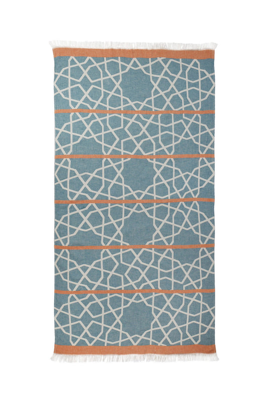 MARRAKECH | LUXURY BEACH TOWEL | APRICOT - BLUE