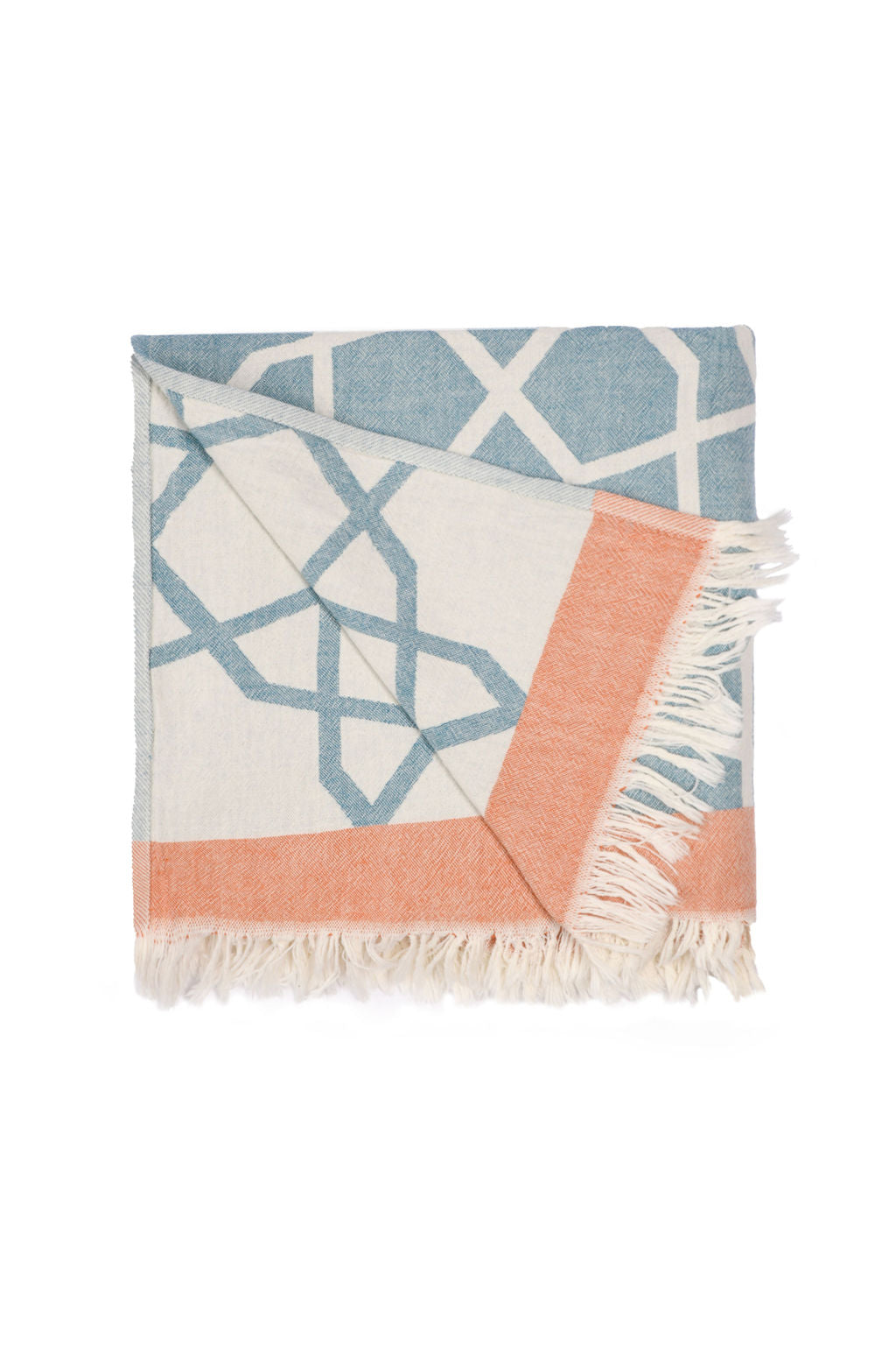 MARRAKECH | LUXURY BEACH TOWEL | APRICOT - BLUE