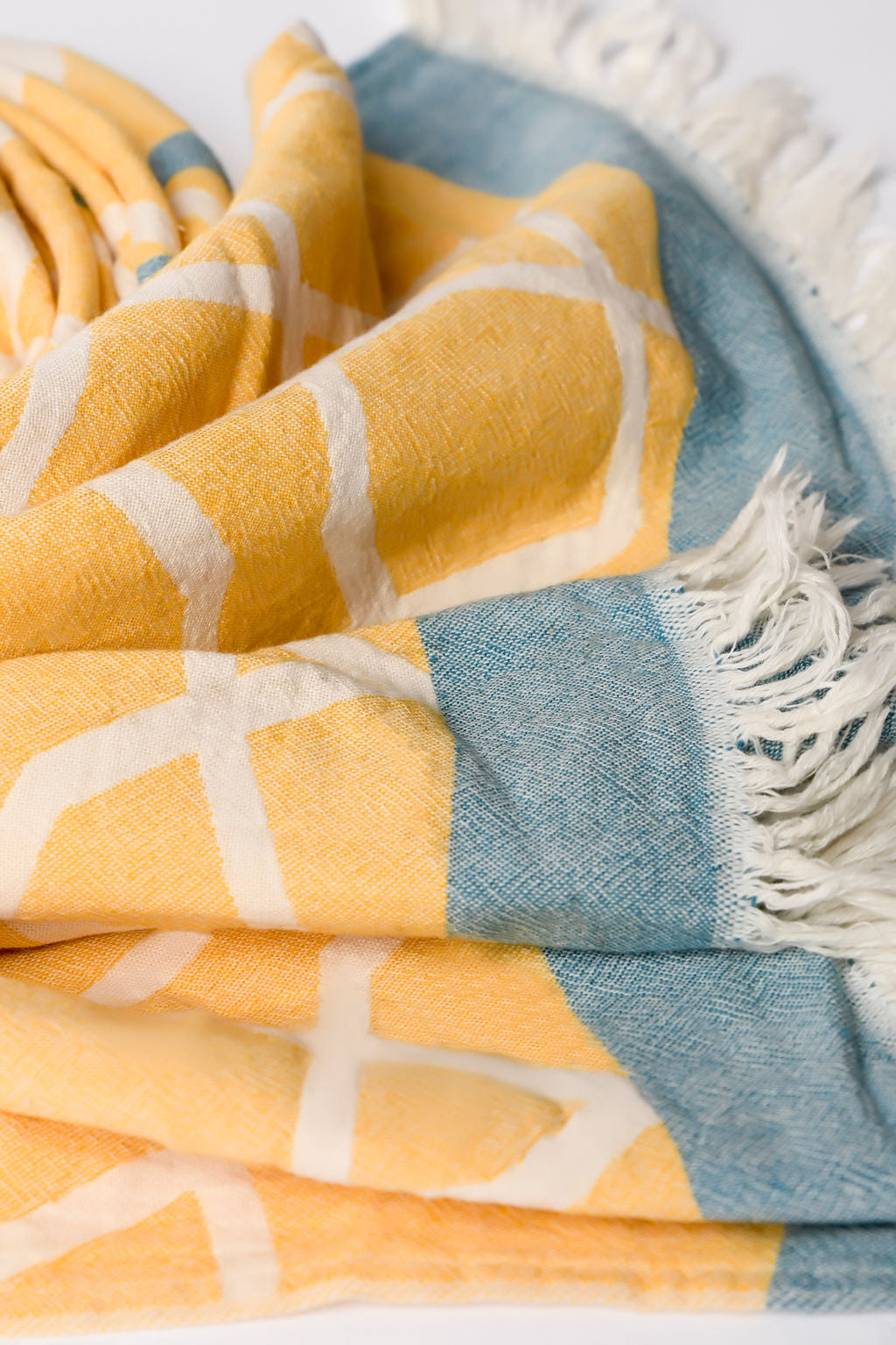 MARRAKECH | LUXURY BEACH TOWEL | SAFFRON - BLUE