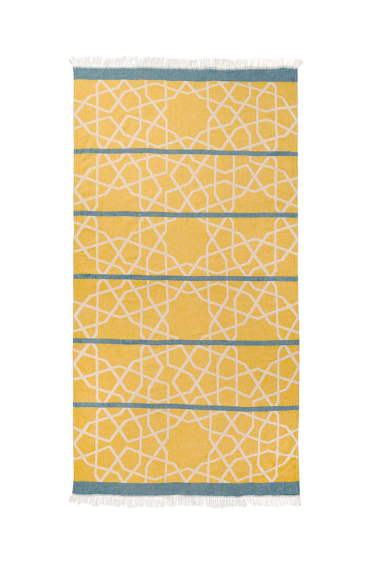 MARRAKECH | LUXURY BEACH TOWEL | SAFFRON - BLUE