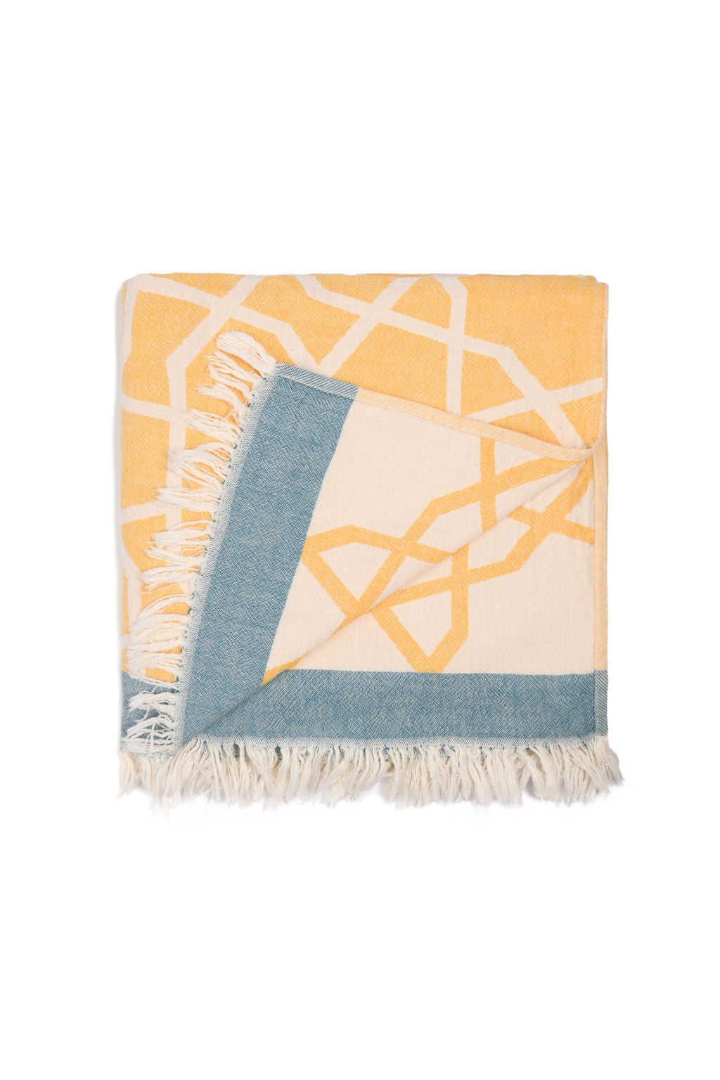 MARRAKECH | LUXURY BEACH TOWEL | SAFFRON - BLUE