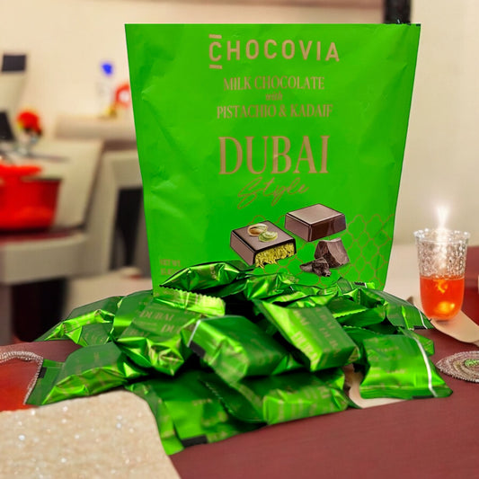 Chocovia Dubai Chocolate – Milk Chocolate with Pistachio & Kadaif, Individually Wrapped Gourmet Chocolates