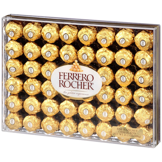 Ferrero Rocher Fine Hazelnut Chocolates - Chocolate Gift Box, 48 Count, 21.2 oz