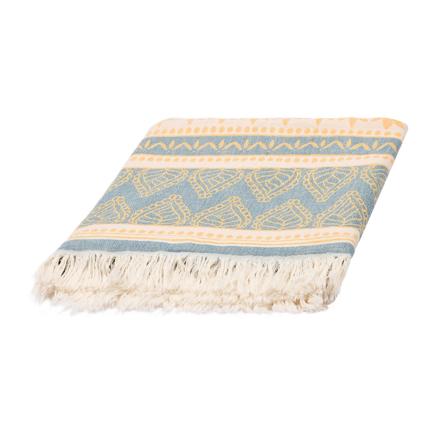 SOUQ | LUXURY BEACH TOWEL | BLUE - SAFFRON