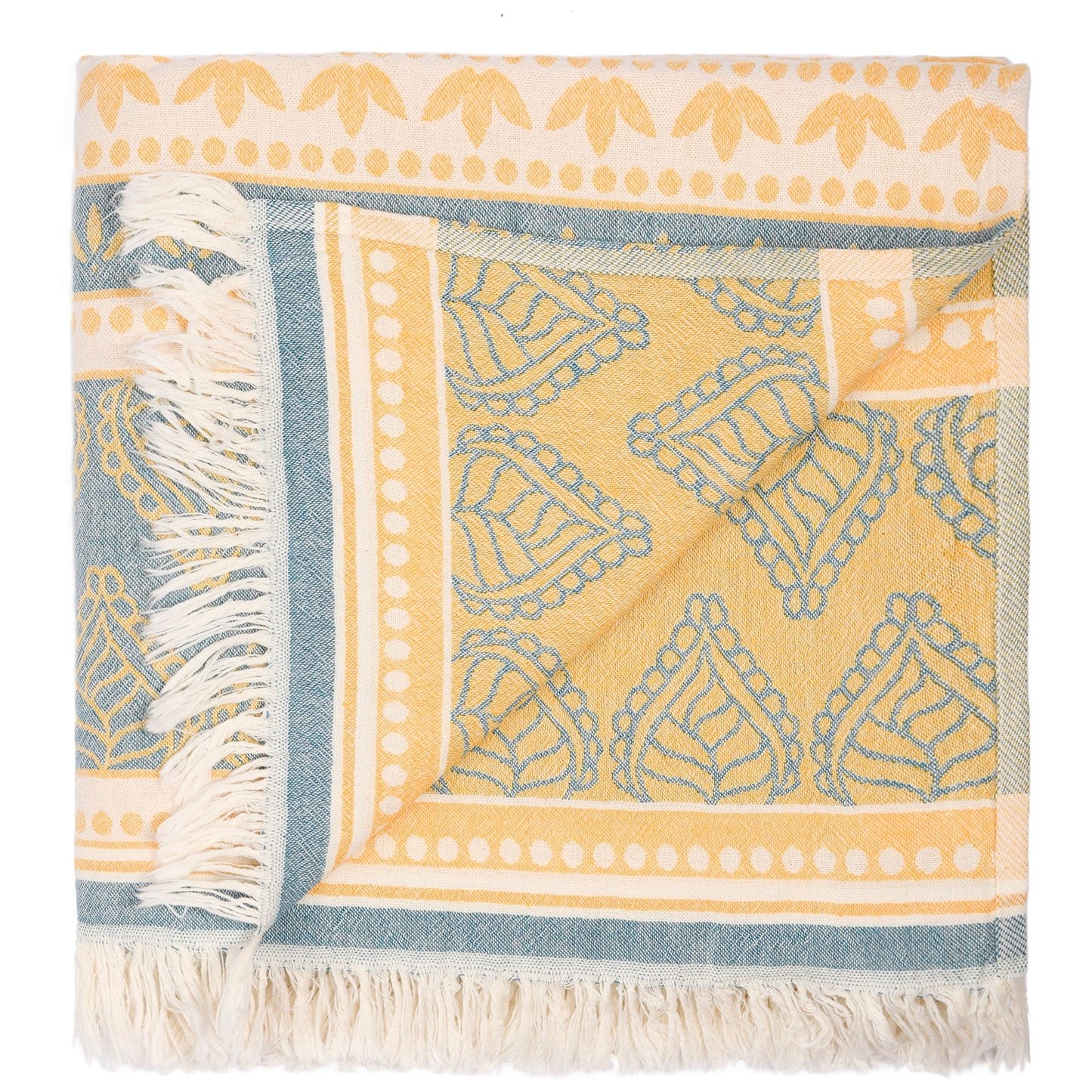 SOUQ | LUXURY BEACH TOWEL | BLUE - SAFFRON