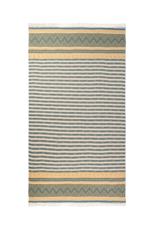 SOUQ | LUXURY BEACH TOWEL | BLUE - SAFFRON