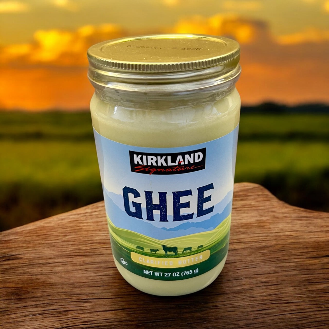 Kirkland Signature Ghee – Clarified Butter, Lactose-Free, Gluten-Free, High Smoke Point (27 oz / 765 g) – Premium Cooking & Baking Alternative to Butter & Oil