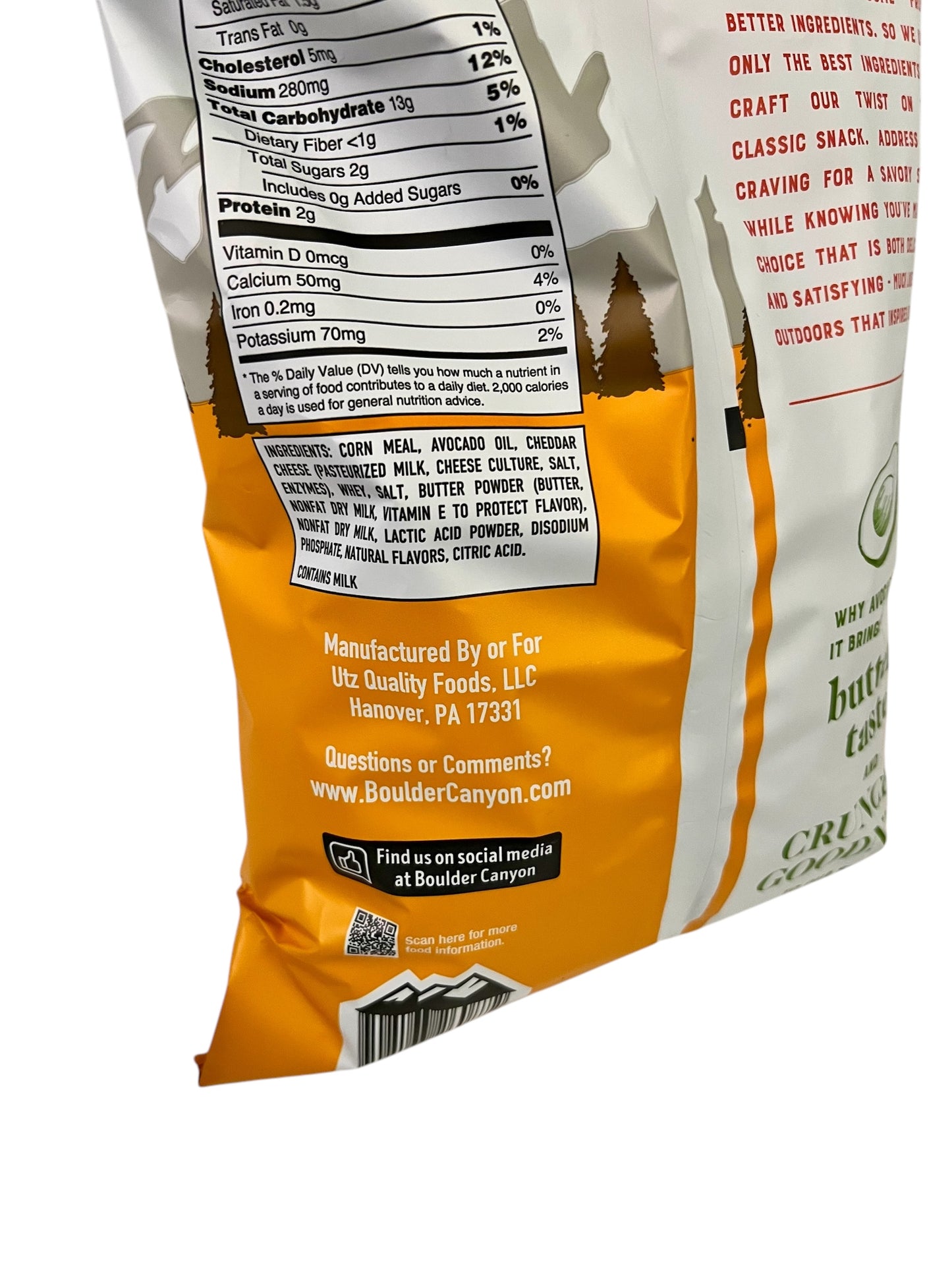 Boulder Canyon Aged White Cheddar Canyon Poppers – Gluten-Free Cheddar Snack with Avocado Oil