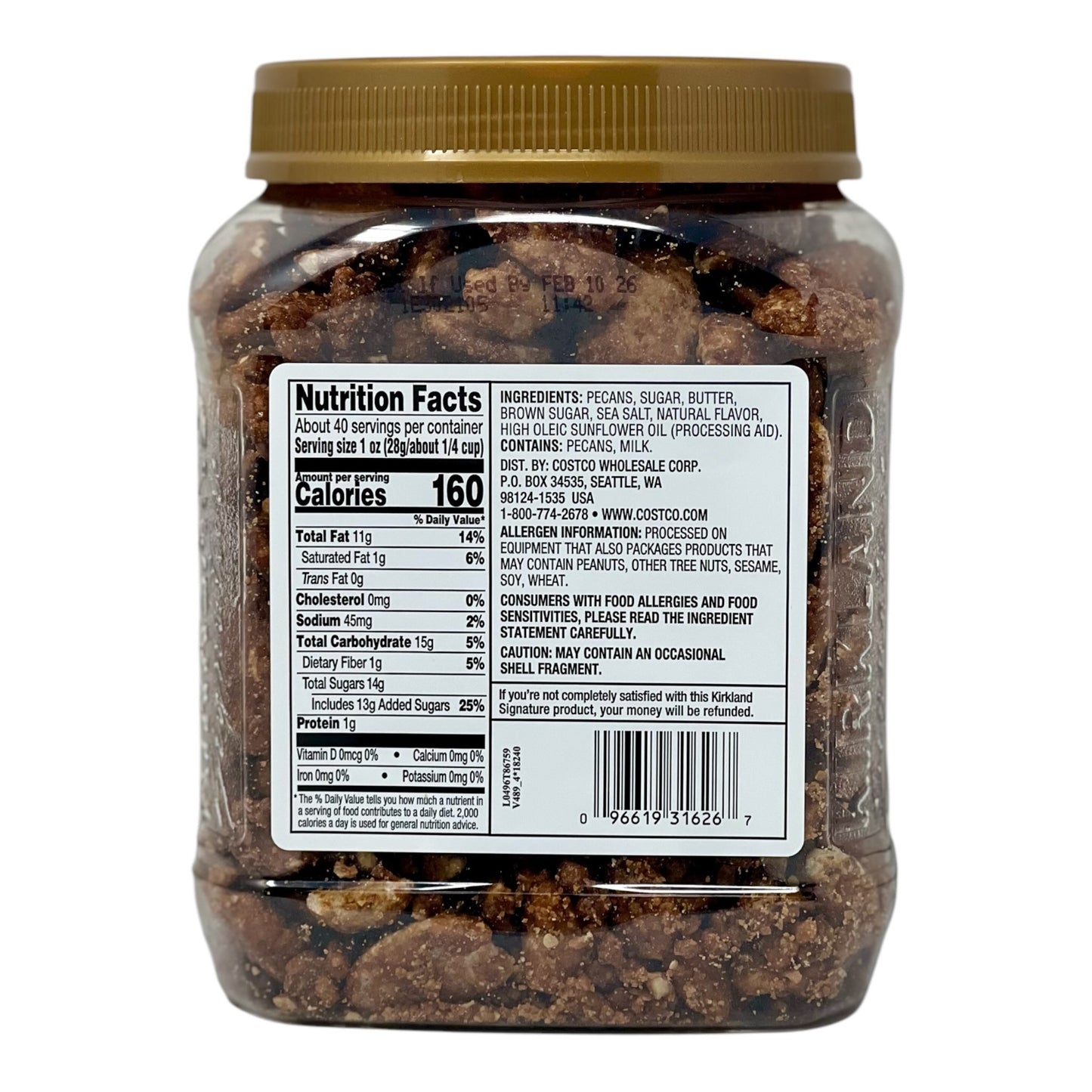 Kirkland Signature Praline Pecans 40 oz – Sweet Glazed Gourmet Snack in Resealable Jar