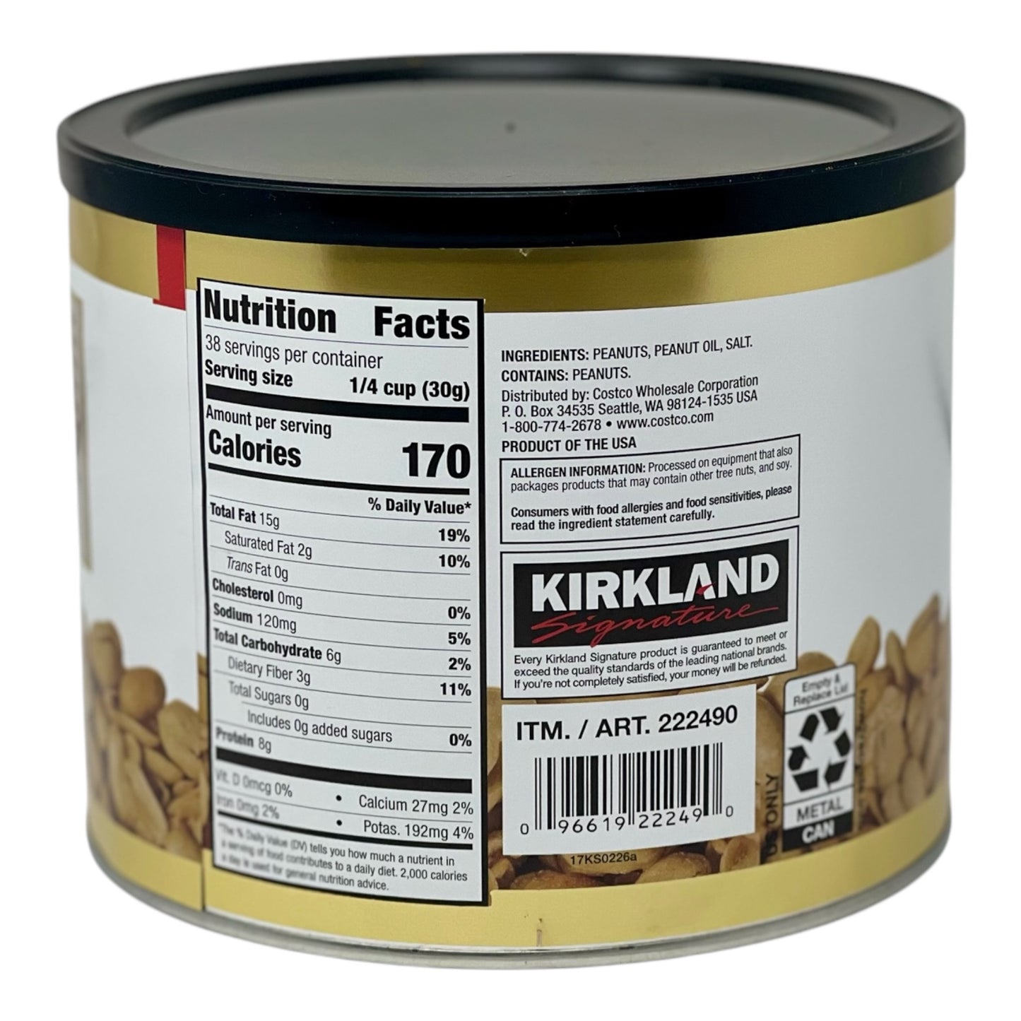 Kirkland Signature Super Extra-Large Virginia Peanuts – Roasted & Salted, Gluten-Free, 40 oz