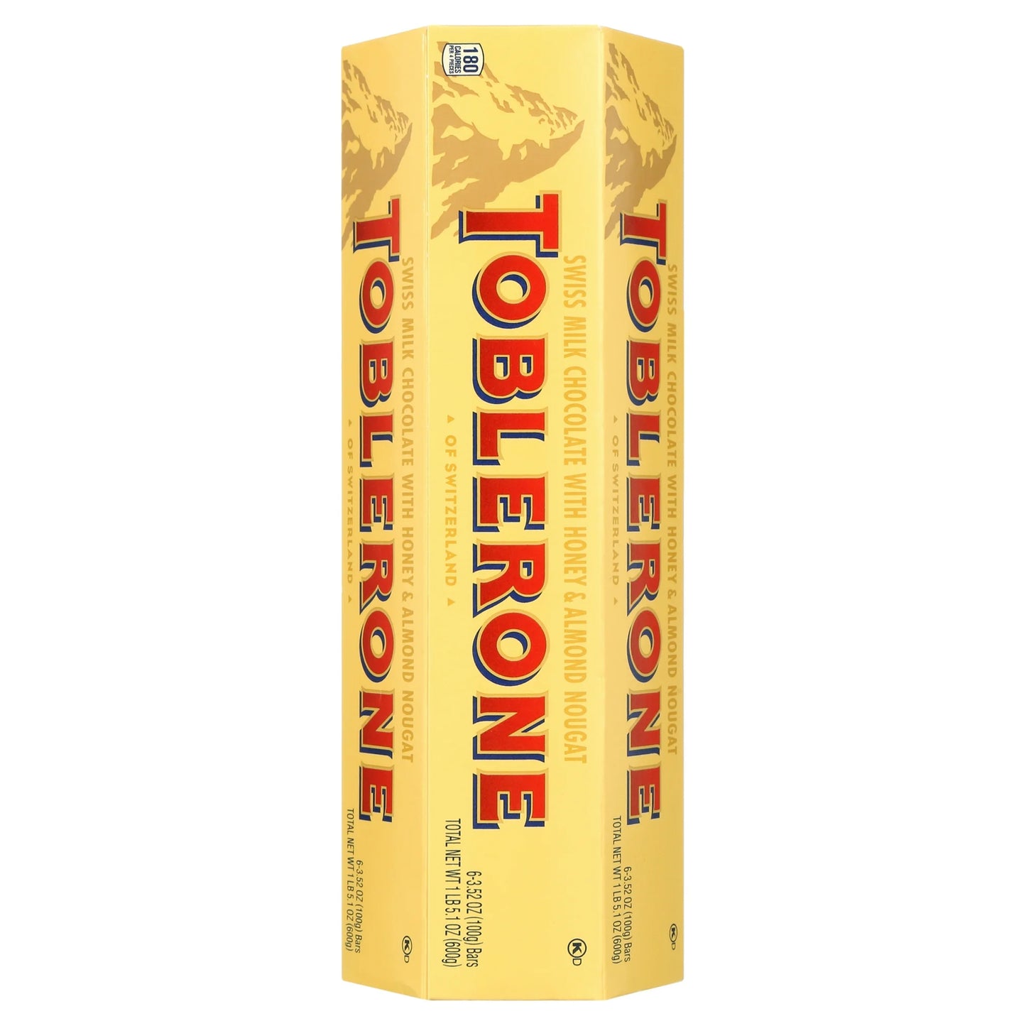 Toblerone Swiss Milk Chocolate Bars with Honey & Almond Nougat - 3.52 Oz (Pack of 6)