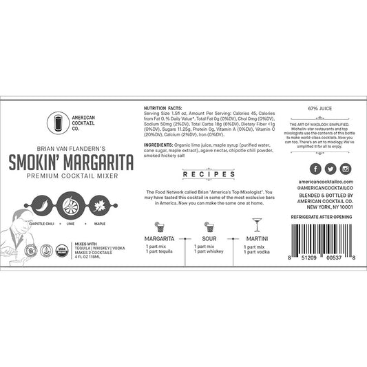 Brian Van Flandern's Smokin' Margarita Premium Cocktail Mixer 4 oz