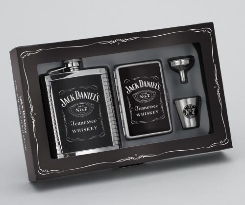 Jack Daniels Case, Flask with a Shot Glass and Funnel Gift Set