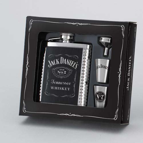 Jack Daniels Flask with Two Shot Glasses and Funnel Gift Set
