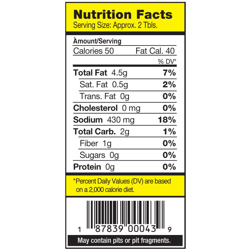 New Orleans Style Classic Olive Muffalata Nutrition Facts