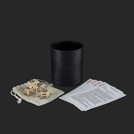 Wood Dice & Faux Leather Dice Cup Drinking Game Set by Foster & Rye