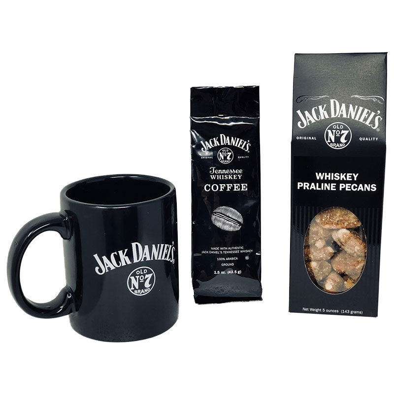 Jack Daniels Coffee, No 7 Mug and Whiskey Praline Pecans Gift Set