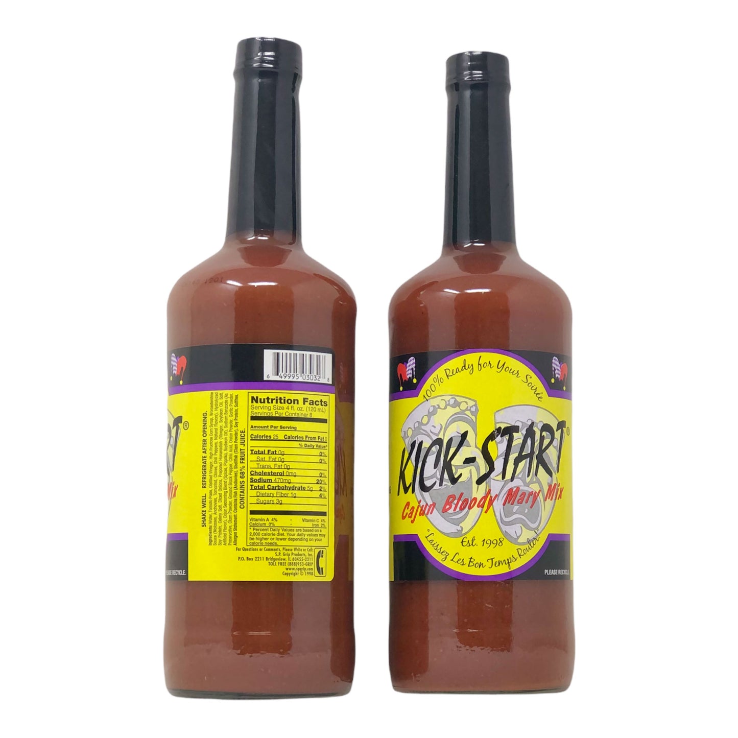 Kick Start Cajun Bloody Mary Mix (2 Pack, 32 fl oz each) bundled with complimentary 4-count Coasters