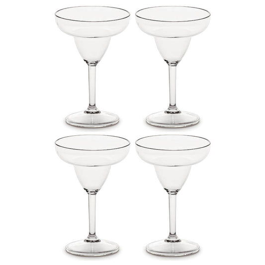 Lara's Classic Margarita Glasses (Set of 4) - Shatterproof, BPA Free Plastic (SAN) - Reusable, Dishwasher Safe - Stemmed Margarita Glass - 11 fl oz Capacity